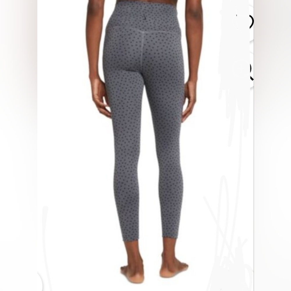 NIKE Gray Overlapping Waistband Polka Dot Yoga Leggings Size XS - Picture 2 of 6